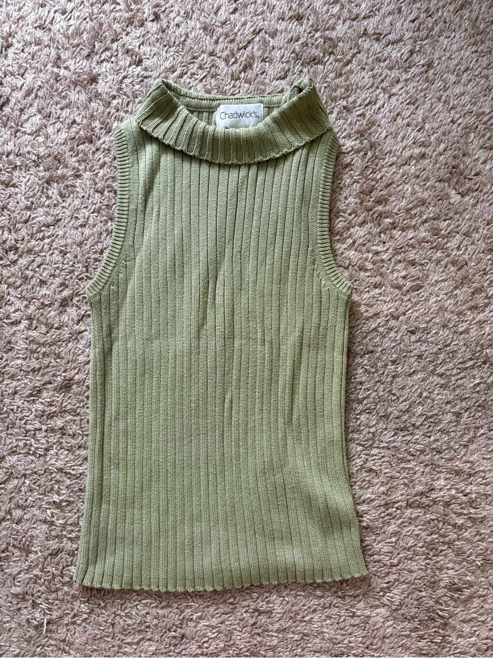 Bundle of 2 Green Ribbed Sleeveless Mock Neck Tops